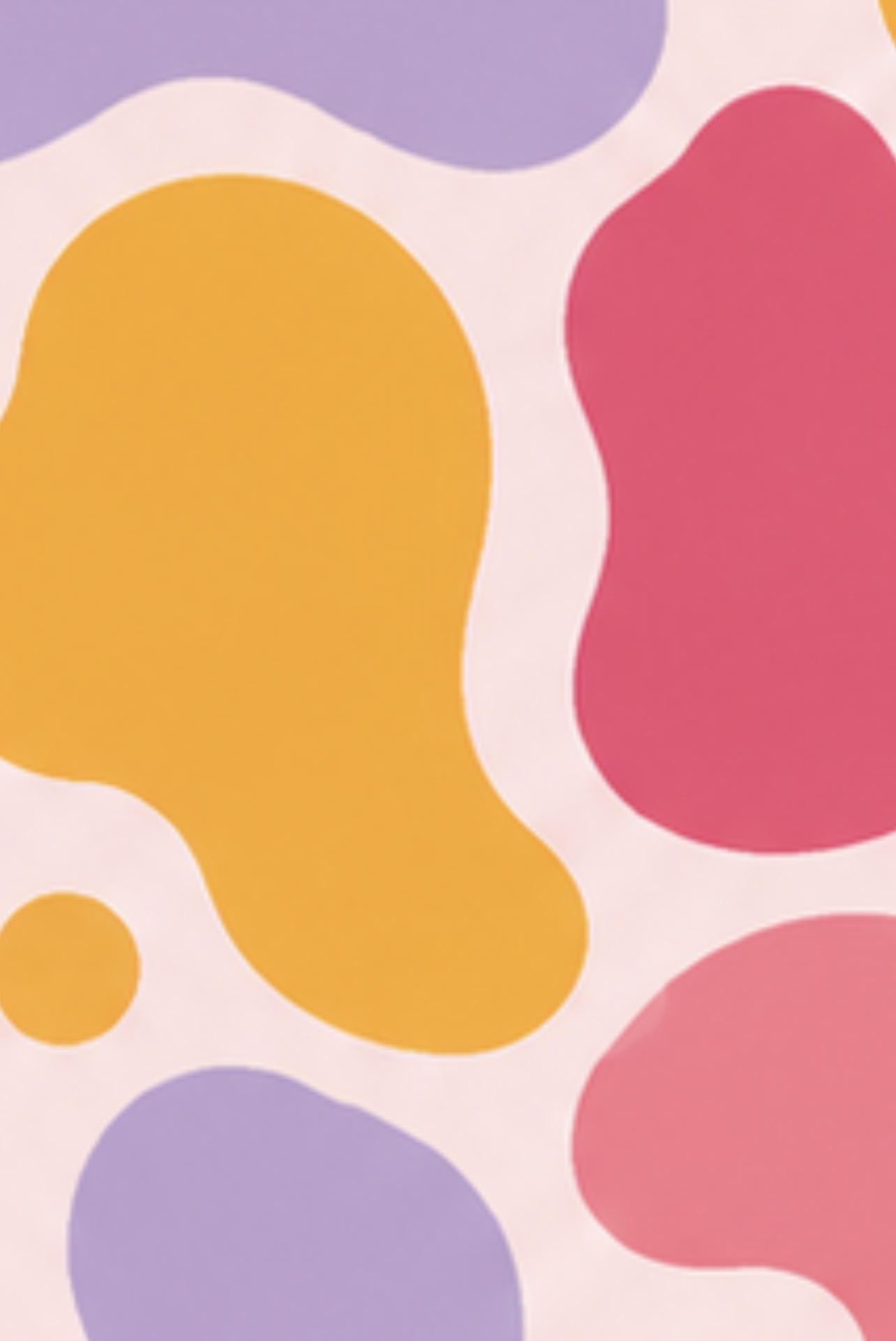 The Nesting Nook organic blob pattern in coral, sunshine, lilac, and blush